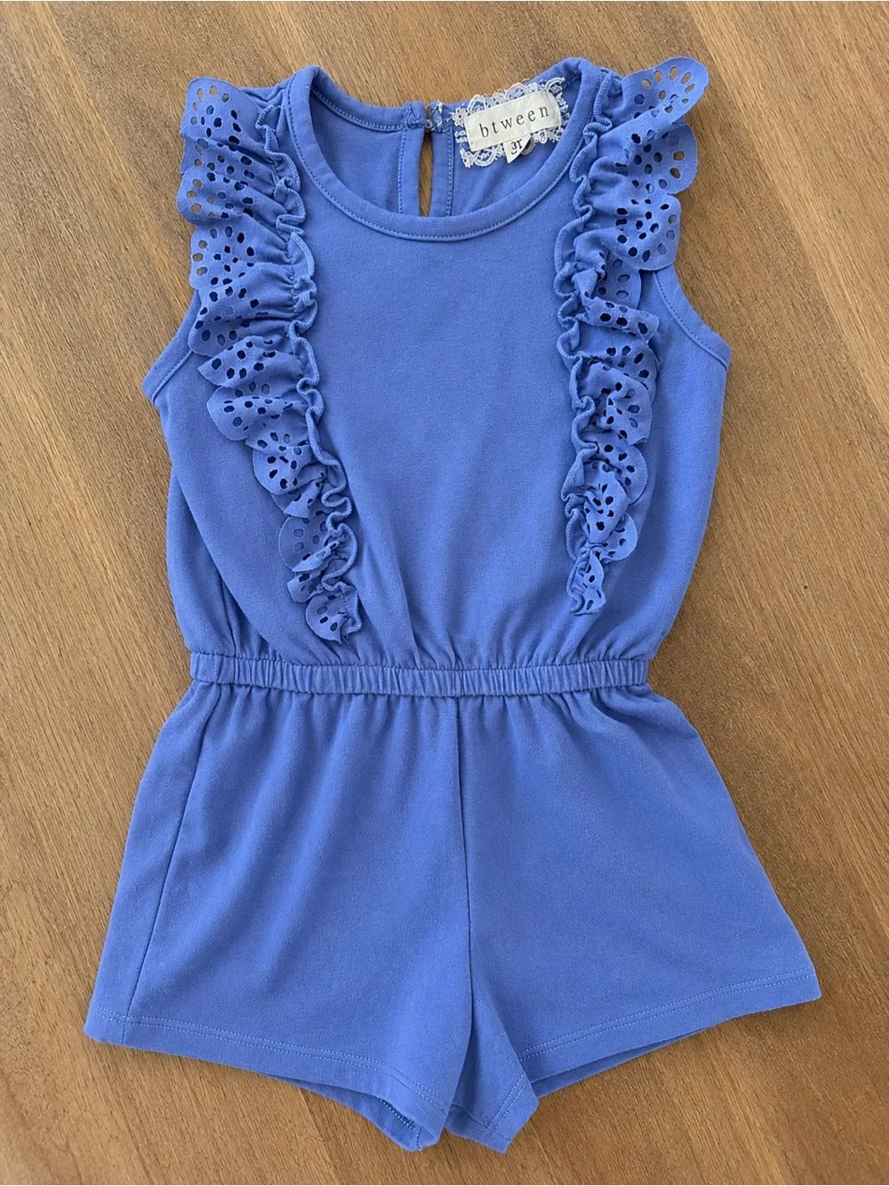 Btween Girls 3T Periwinkle Eyelet Ruffle Romper Shorts